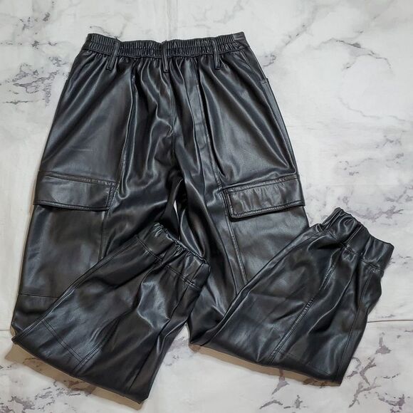 Madden NYC Black Faux Leather Joggers - Picture 8 of 8